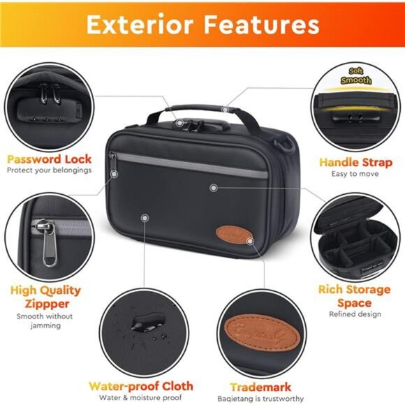 Large lockable storage case with grinder jar metal box travel safe organizer bag - Picture 4 of 8